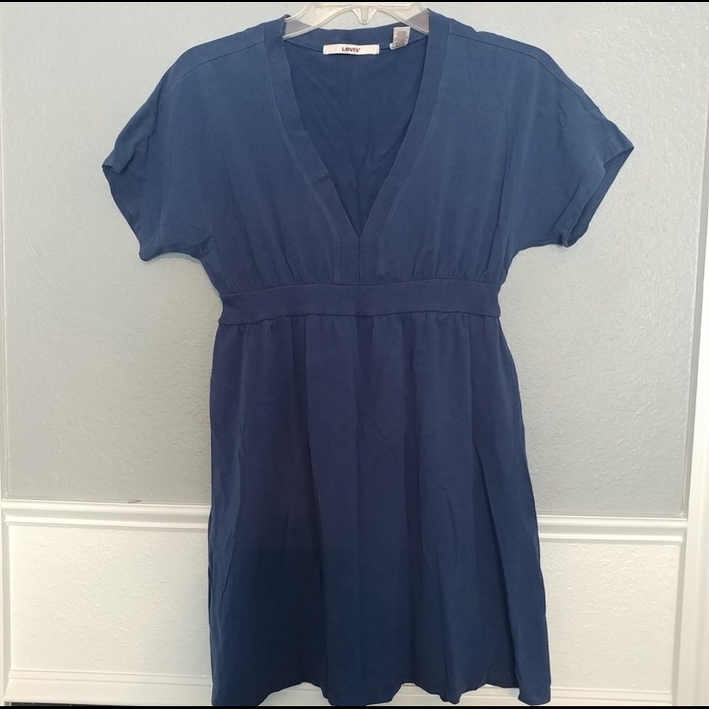 LEVIS Size S Navy V-Neck T-Shirt Dress